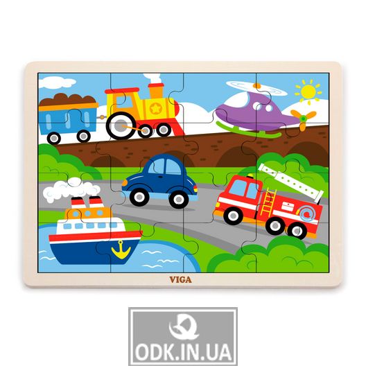 Wooden puzzle Viga Toys Transport, 16 e-mail (51456)
