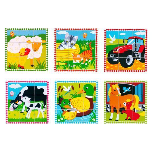 Дерев'яні кубики-пазл Viga Toys Ферма (59789)