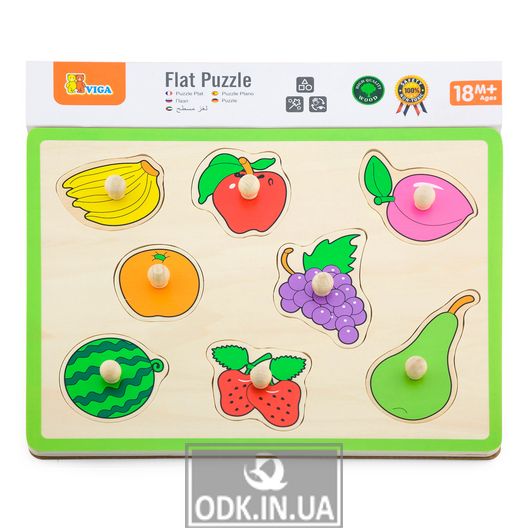 Дерев'яна рамка-вкладиш Viga Toys Кольорові фрукти (50020)
