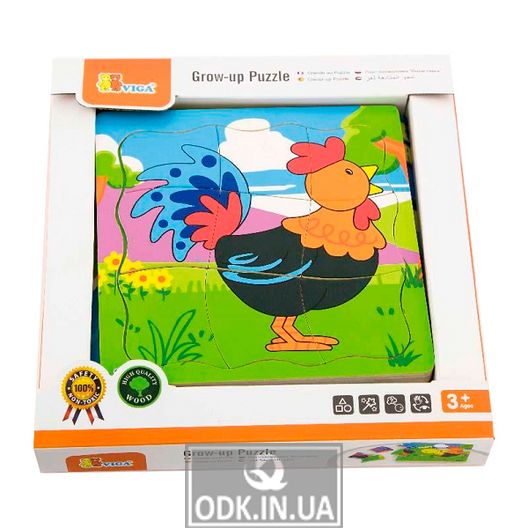 Wooden multilayer puzzle Viga Toys Rooster (50113)
