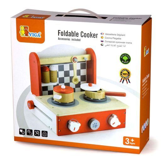 Дитяча плита Viga Toys з посудом, складна (50232)