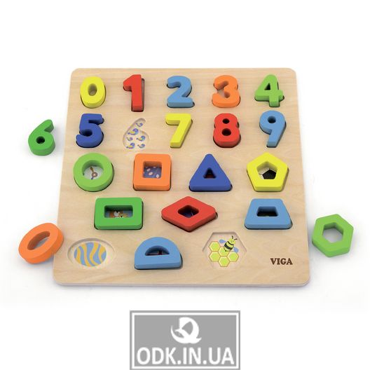 Дерев'яний пазл Viga Toys Цифри і фігури (50119)