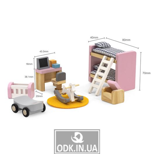 Wooden furniture for dolls Viga Toys PolarB Children's room (44036)