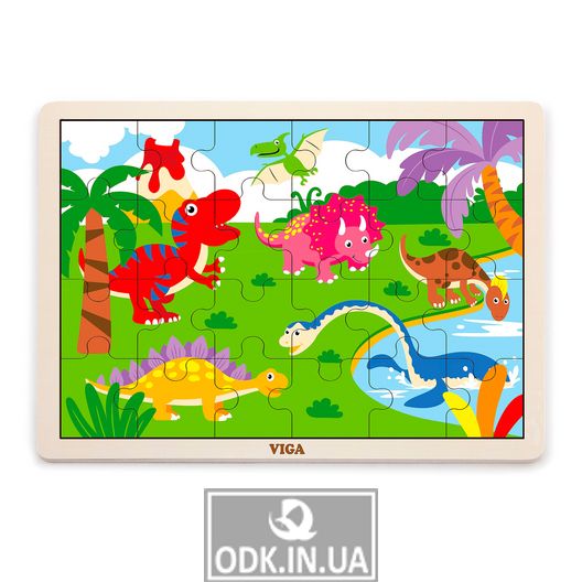 Дерев'яний пазл Viga Toys Динозаври, 24 ел. (51460)
