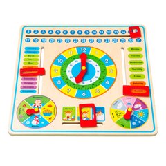 Viga Toys wooden calendar with clock (59872)