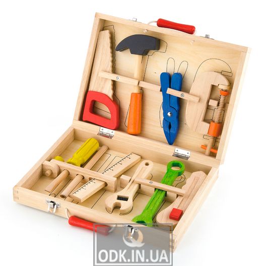 Wooden game set Viga Toys Suitcase with tools, 10 pcs. (50387)
