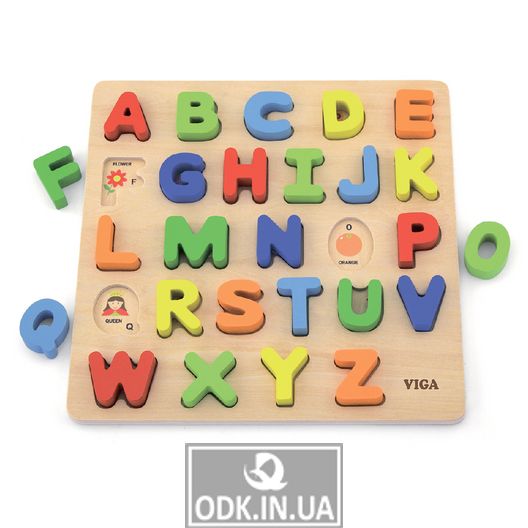 Wooden puzzle Viga Toys English alphabet, uppercase letters (50124)