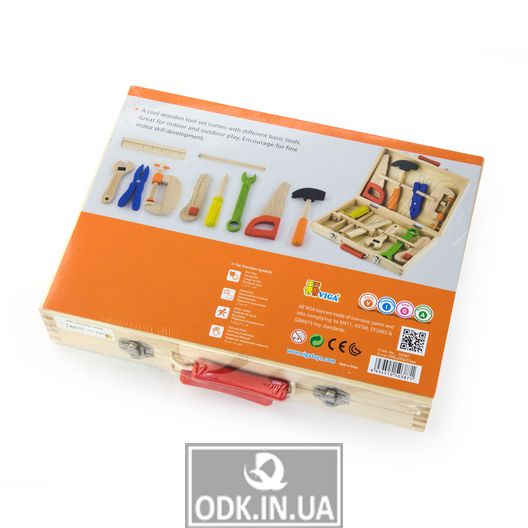Деревянный игровой набор Viga Toys Чемоданчик с инструментами, 10 шт. (50387)