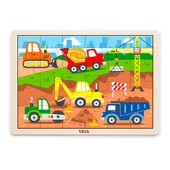 Wooden puzzle Viga Toys Construction machinery, 24 el. (51463)