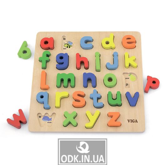 Wooden puzzle Viga Toys English alphabet, lowercase letters (50125)