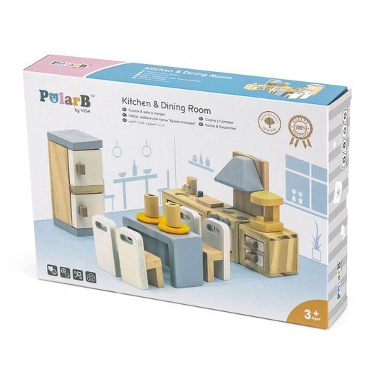 Дерев'яні меблі для ляльок Viga Toys PolarB Кухня та їдальня (44038)