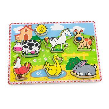 Дерев'яна рамка-вкладиш Viga Toys Звірята на фермі (56438)
