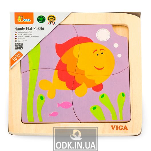 Wooden mini-puzzle Viga Toys Fish, 4 el. (50144)