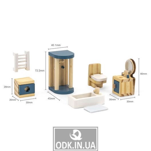 Дерев'яні меблі для ляльок Viga Toys PolarB Ванна кімната (44039)