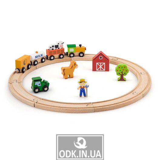 Деревянная железная дорога Viga Toys 19 эл. (51615)