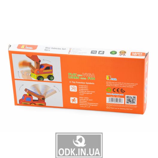 Набір іграшкових машинок Viga Toys Спецтранспорт, 6 шт. (59621)