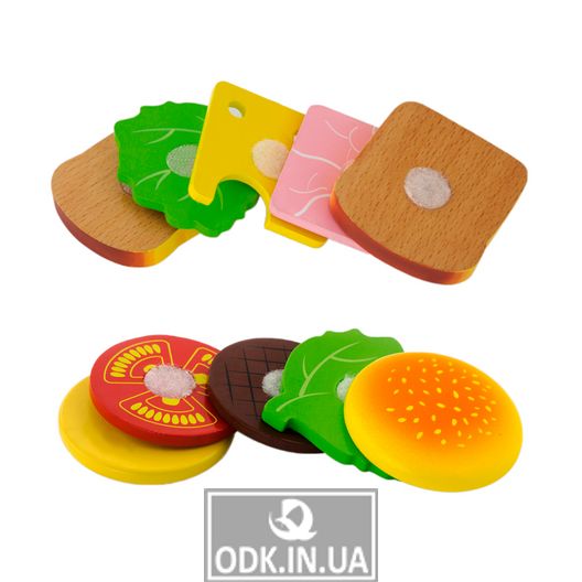 Іграшкові продукти Viga Toys Дерев'яні гамбургер і сендвіч (50810)