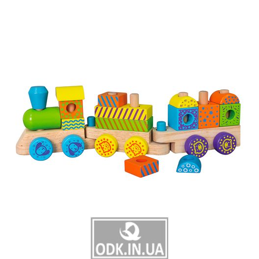 Деревянный поезд Viga Toys Кубики (50572)