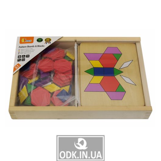 Геометрична мозаїка Viga Toys дерев'яна з шаблонами (50029)