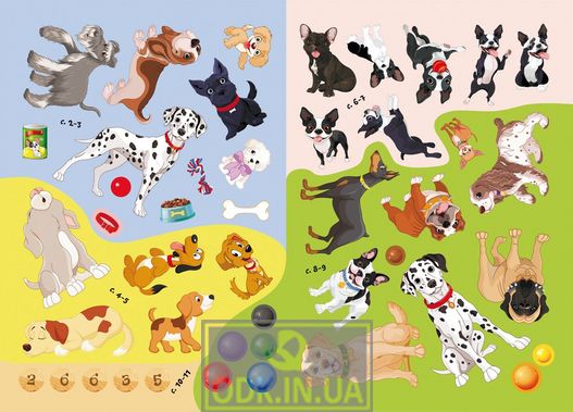 The first developmental stickers. Dogs. 45 stickers