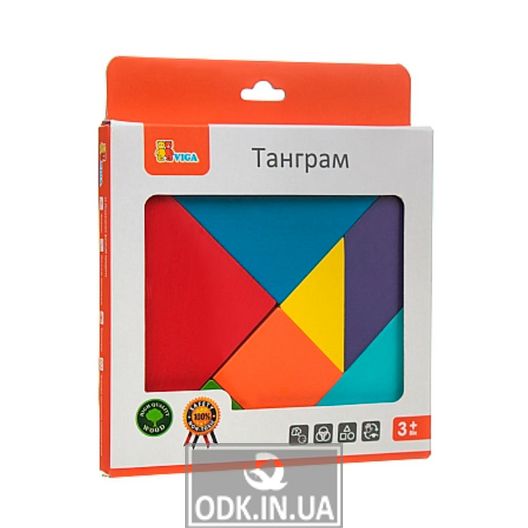 Игра-головоломка Viga Toys Цветной деревянный танграм, 7 эл. (55557)