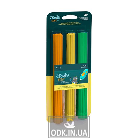 Набір стрижнів для 3D-ручки 3Doodler Start - Мікс (75 шт: помаранчевий, жовтий, зелений)