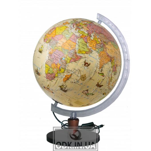 Глобус Політичний під старовину з підсвічуванням 320 мм на дерев'яній підставці (4820114954534)