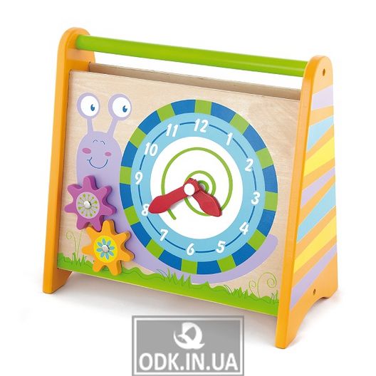 Wooden training clock Viga Toys with a maze (50063)